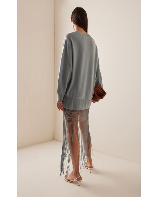 Christopher Esber Blue Monument Layered Macrame Maxi Dress