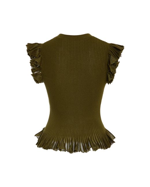 Ulla Johnson Green Leila Textured Knit Top