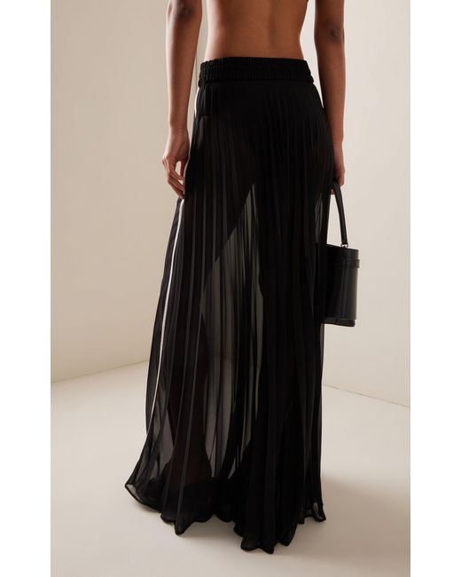 Peter Do Pleated Chiffon Midi Skirt in Black Lyst UK