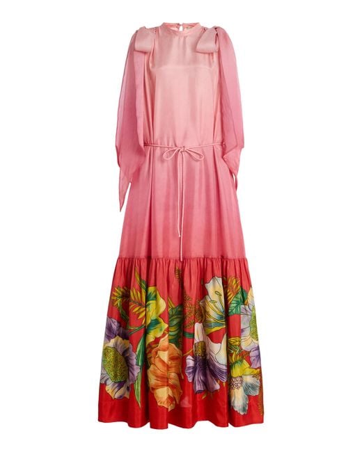 ALÉMAIS Red Inez Silk Habotai Gown