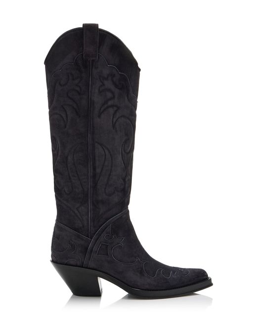 Gabriela Hearst Black Capitana Suede Western Boots