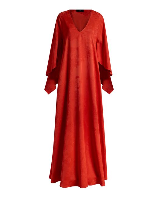 Etro Red V-Neck Maxi Dress