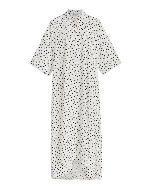 【LOULOUSEOUL】Polka Dot Silk Dress (White) Franchise Exclusive Constance Polka-dot Silk Shirt Dress in