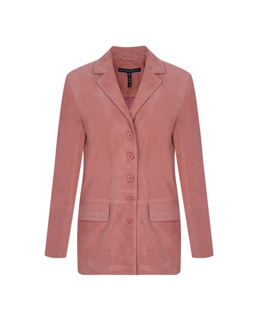 Zeynep Arcay Pink Oversized Suede Jacket