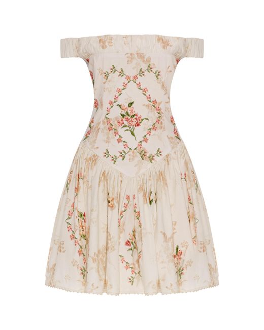 Agua Bendita Natural Arpa Off-The-Shoulder Cotton Mini Dress