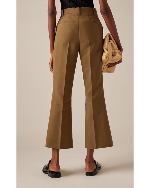 Victoria Beckham Natural Cropped Cotton Flare Pants