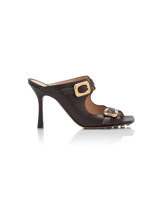 Bottega Veneta Black Stretch Buckled Leather Sandals