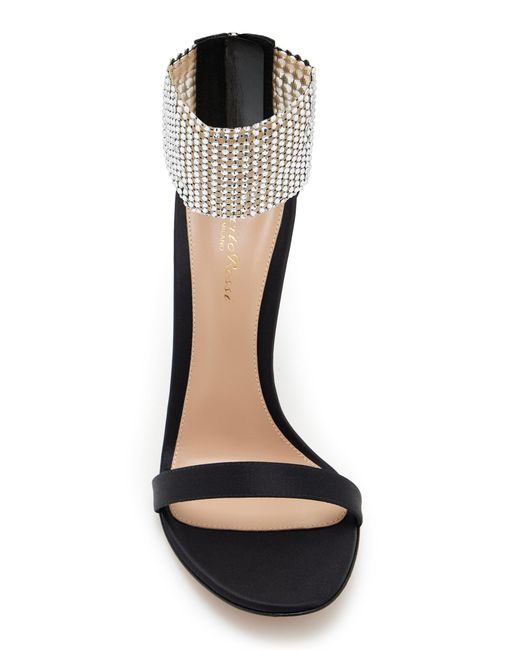 Gianvito Rossi Black Crystal-Embellished Satin Sandals