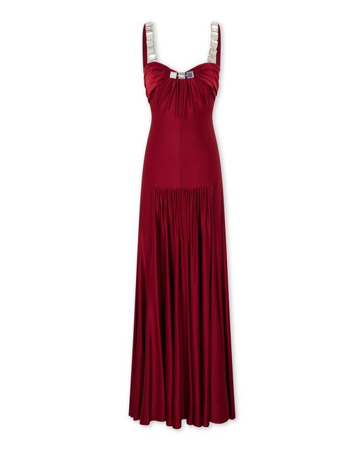 Rabanne Red Embellished Jersey Maxi Dress