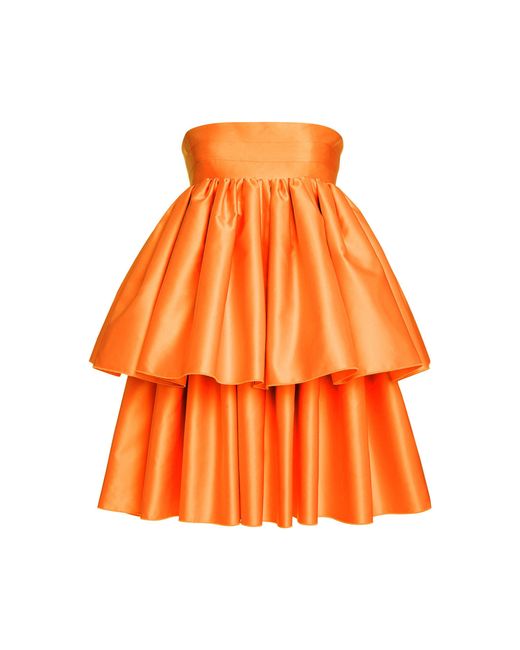 ROTATE BIRGER CHRISTENSEN Orange Carmina Tiered Mini Dress