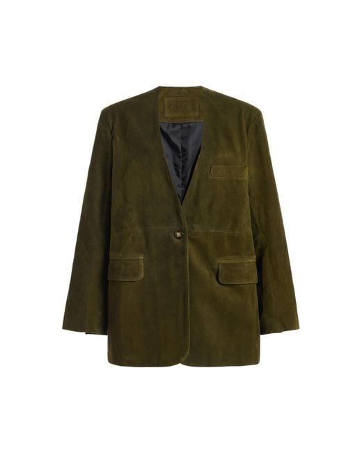 Sloan Green Exclusive Collarless Suede Blazer