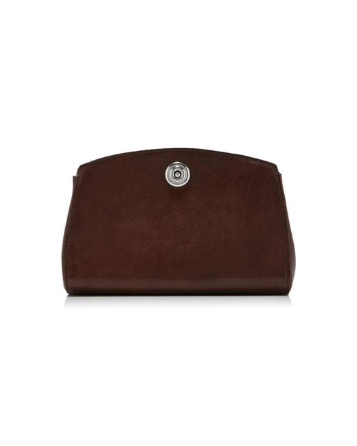Liffner Brown Pushlock Leather Clutch