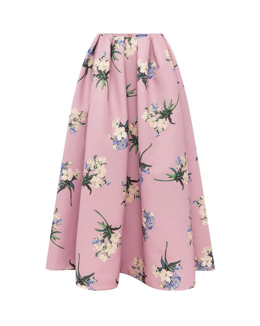 LEO LIN Pink Victoria-Print Mid-Rise Maxi Skirt