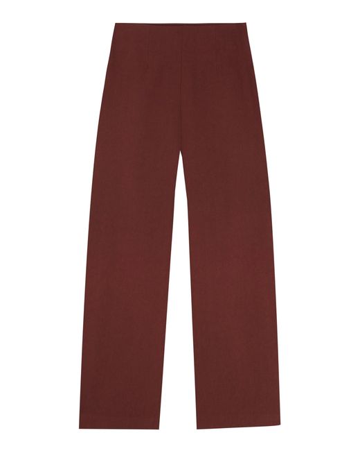 Cortana Red Margot Linen-Wool Straight-Leg Pants