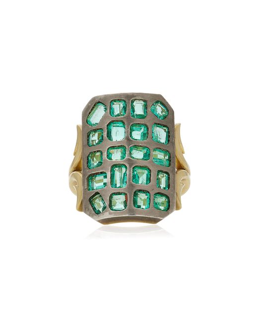 Sylva & Cie Green Short Ten Table 18K Emerald Ring