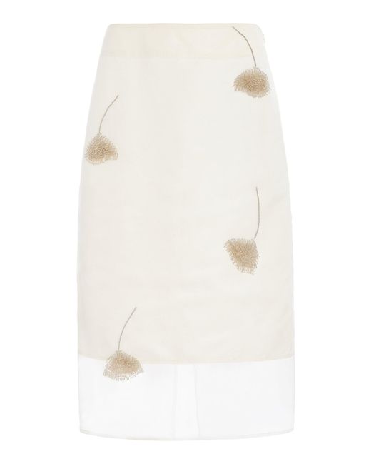 Rohe White Embellished Tulip Silk-organza Skirt