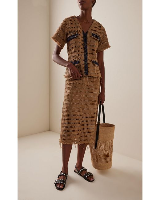 Busayo Brown Lara Openwork Cotton Top