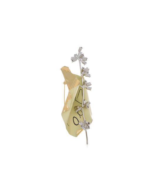 Dries Van Noten Metallic Flower Branch Brooch