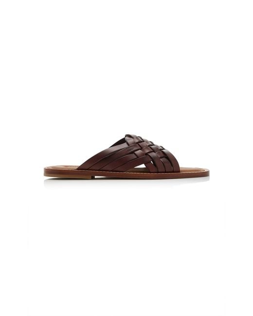 Miu Miu Brown Woven Leather Sandals
