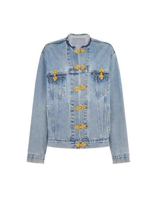 Conner Ives Blue Embellished Denim Jacket