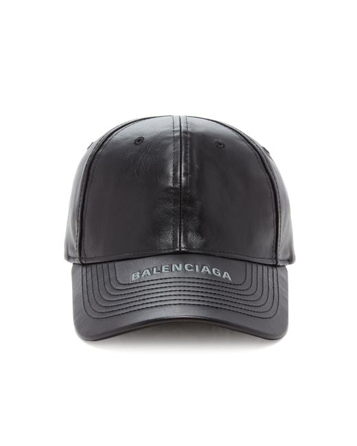 Balenciaga Black Leather Baseball Cap