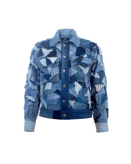 BOYEDOE Blue Osabarima Patchwork Denim Jacket