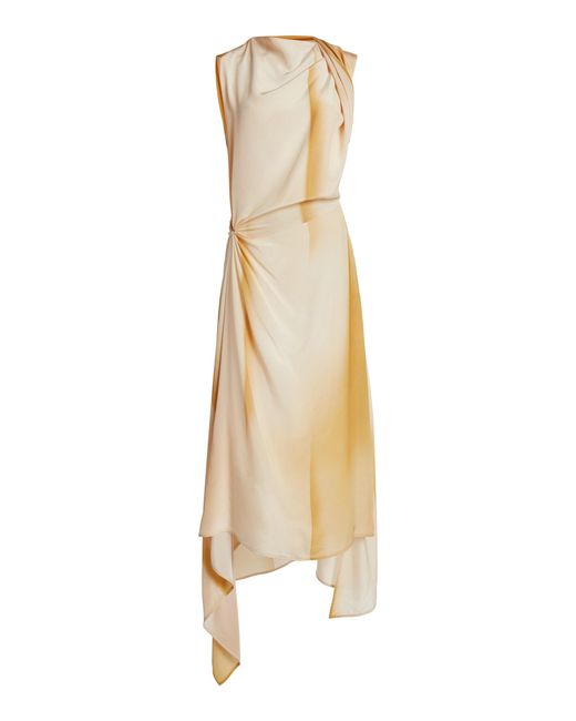 Victoria Beckham Metallic Twist-Detailed Silk Midi Dress
