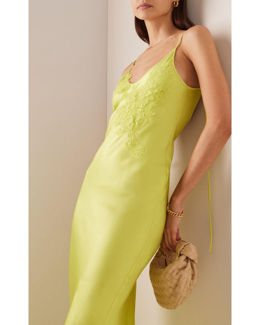 Victoria Beckham Lace-detailed Maxi Slip Dress in Green | Lyst UK