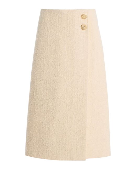 Cara Cara Natural Luca Cotton-Wool Blend Boucle Tweed Midi Skirt