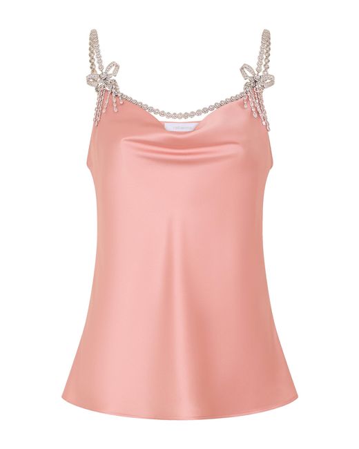 Rabanne Pink Silk Embellished Cami Top