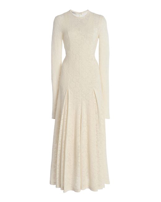 Philosophy Di Lorenzo Serafini Natural Wool-Blend Lace Maxi Dress