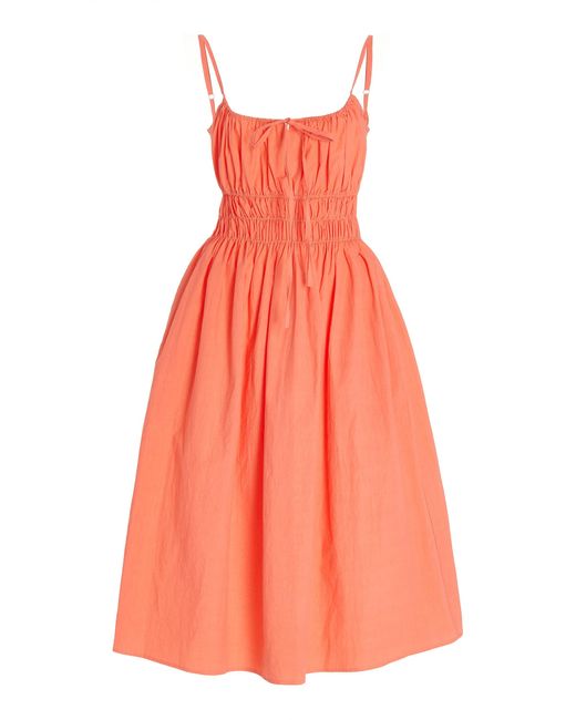 Ciao Lucia Gabriela Smocked Cotton Midi Dress in Pink | Lyst