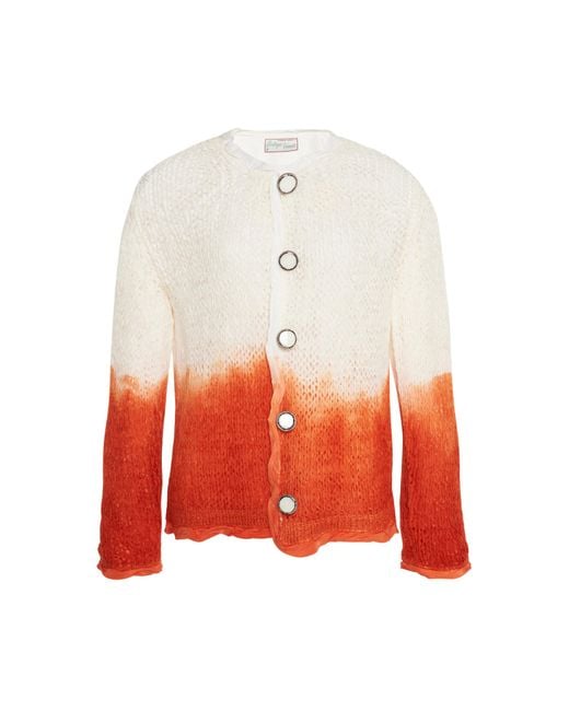 Bottega Veneta White Lightweight Wool Silk Overdye Knit Cardigan