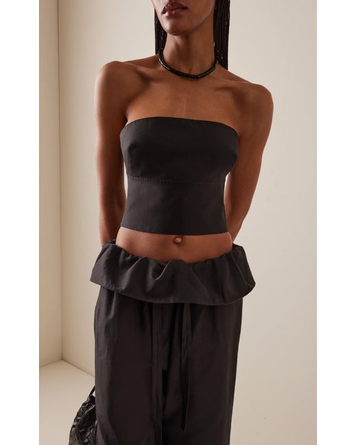 Matteau Black Exclusive Strapless Cotton-Silk Top