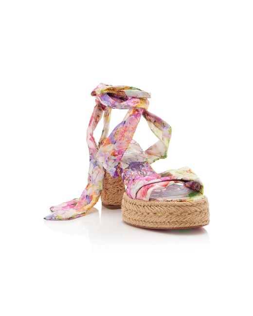 Christian Louboutin Pink Mariza Du Desert 70mm Sash-tie Woven Platform Sandals