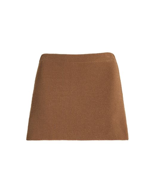AYA MUSE Brown Agos Cotton-blend Knit Mini Skirt