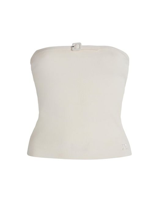 Courreges White Buckle-Detailed Knit Tube Top
