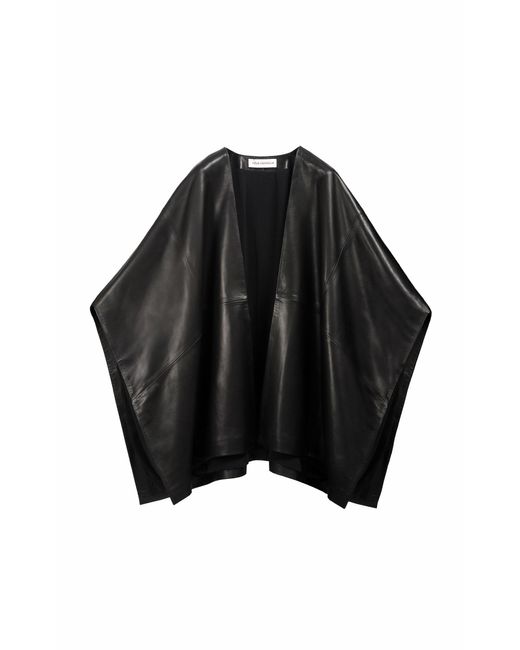 Nour Hammour Black Edra Leather Cape