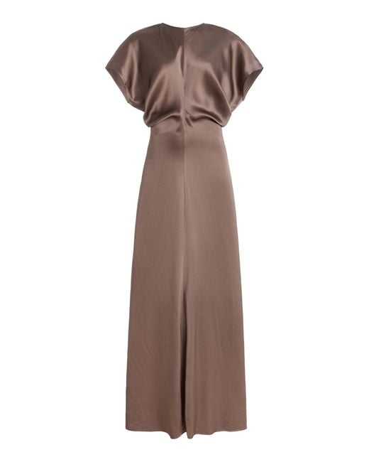 Totême  Brown Slouch Waist Satin Maxi Dress