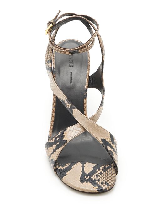 Khaite Metallic Liria Python-Effect Leather Sandals