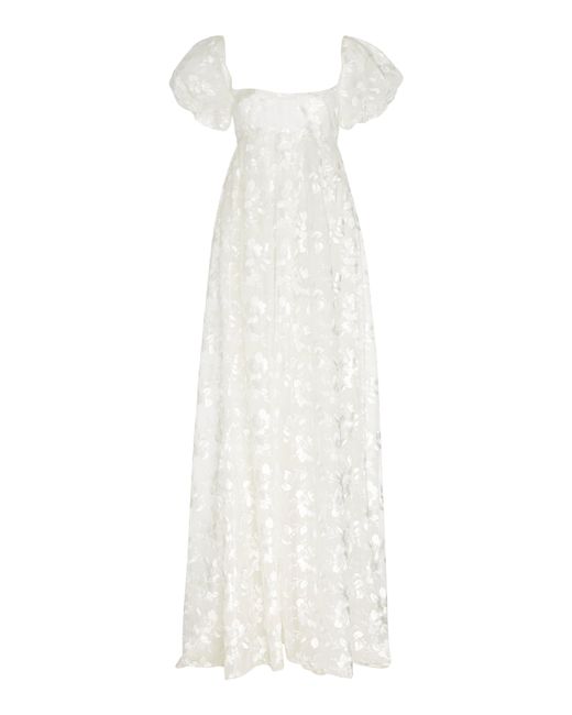 Brock Collection White Embroidered Appliquéd Organza Maxi Dress