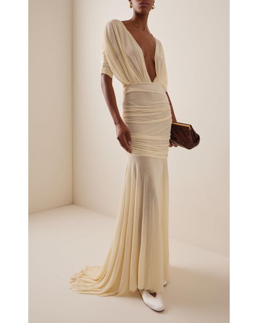 TOVE Natural Devi Gathered Jersey Gown