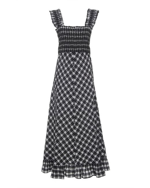 chinese dress ladies GANNI Patchwork Slip Dress Multicolor Check Print Stretch Satin Size S –  Celebrity Owned main image 0