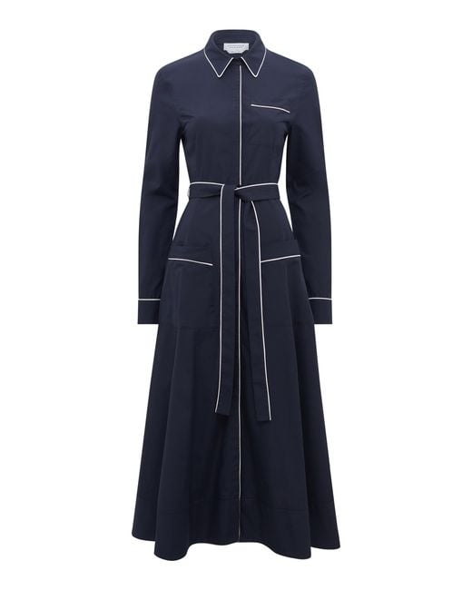 Gabriela Hearst Blue Alisea Cotton Shirt Maxi Dress