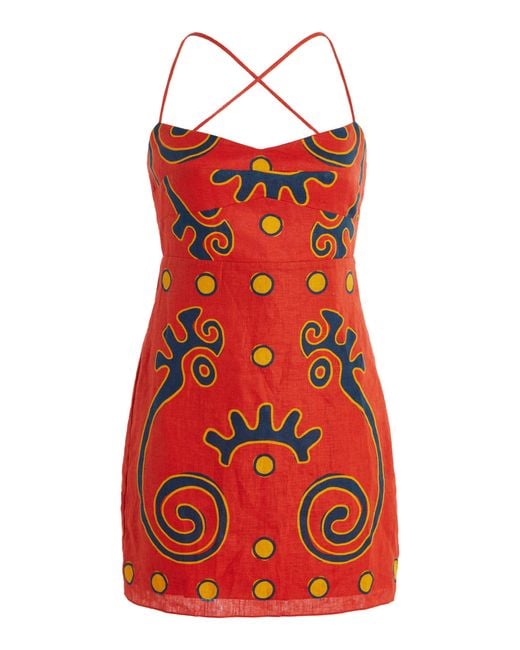 Cala De La Cruz Tere Linen Dress in Red | Lyst