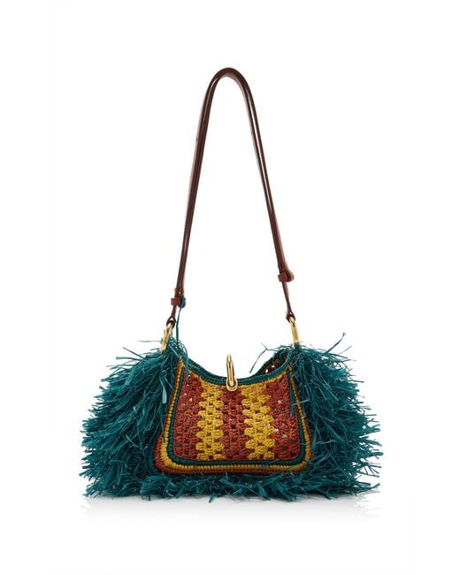 Rabanne Blue Sac A Main Fringed Raffia Bag
