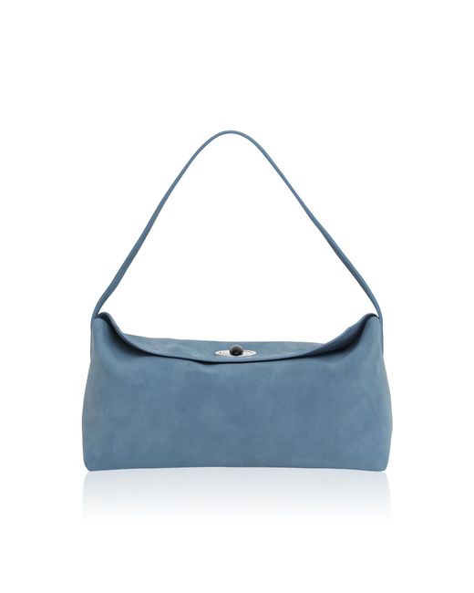 Christopher Esber Blue Doba Quartz Turnlock Suede Shoulder Bag