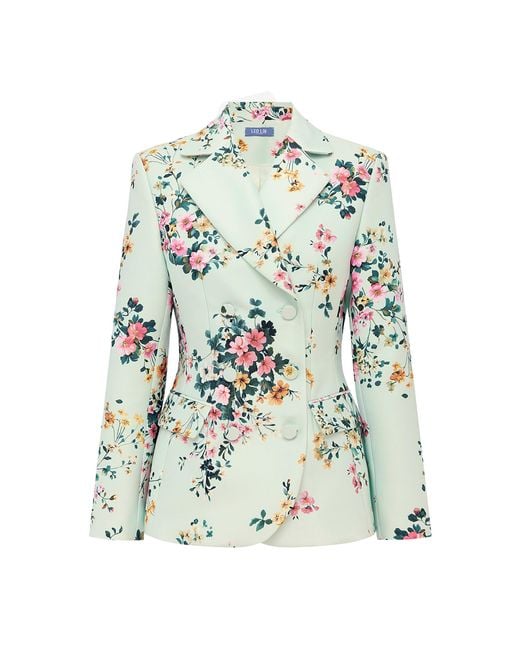 LEO LIN White Margaux Double Breasted Fitted Blazer