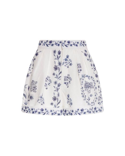 Agua Bendita White Romy Pleated Linen Mini Shorts