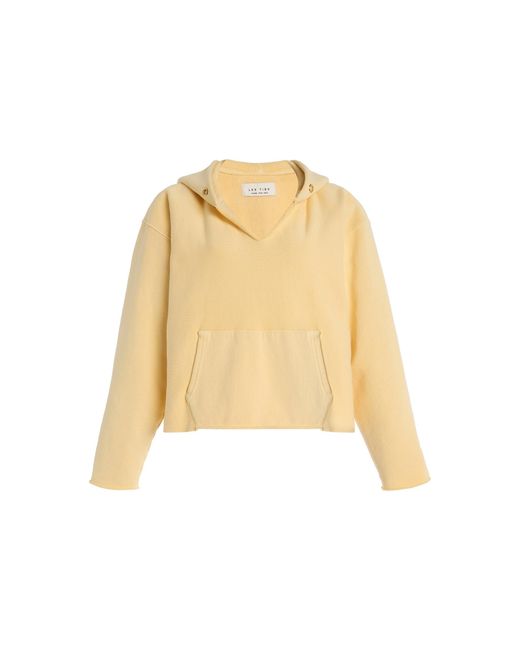 Les Tien Natural Rachel Raw-Edge Cotton Cropped Hoodie